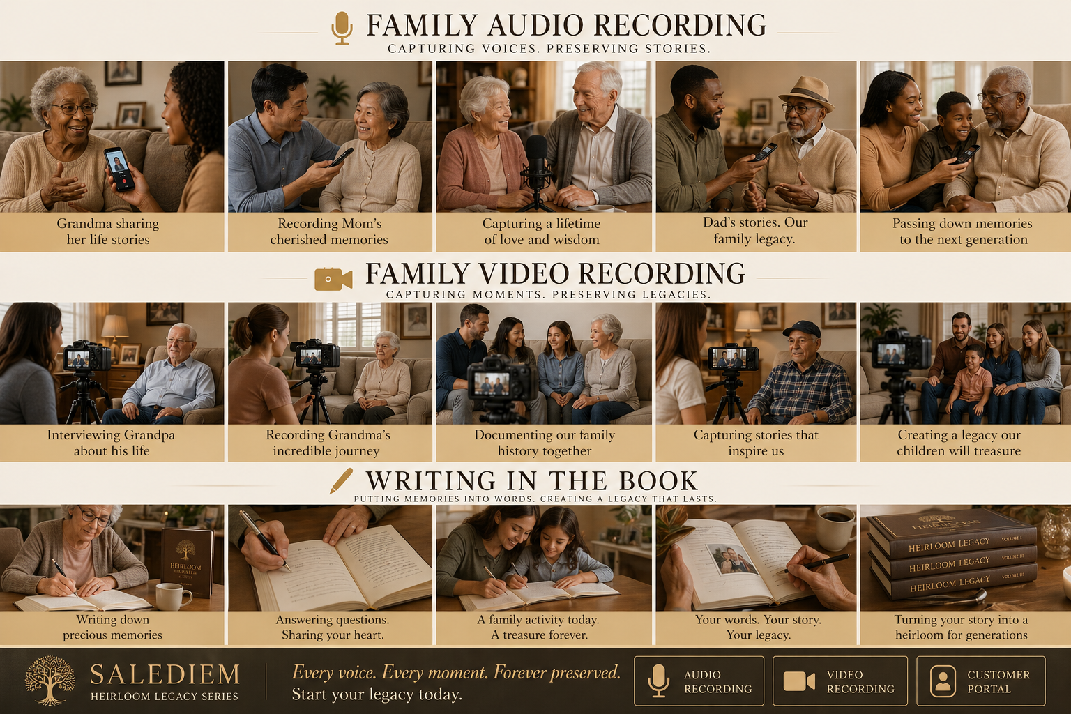 Family audio video and writing memories